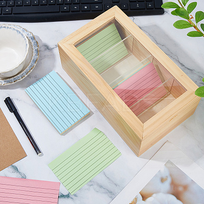 1Pc 4 Grids Rectangle Wood Food Card Storagge Boxes with Visible Window AJEW-DC0003-95-1