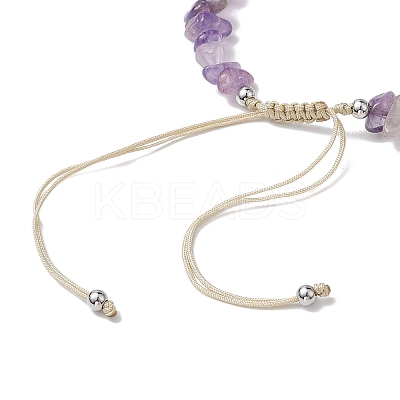 Natural Amethyst Chip Nylon Braided Beaded Bracelet Making AJEW-JB01296-05-1