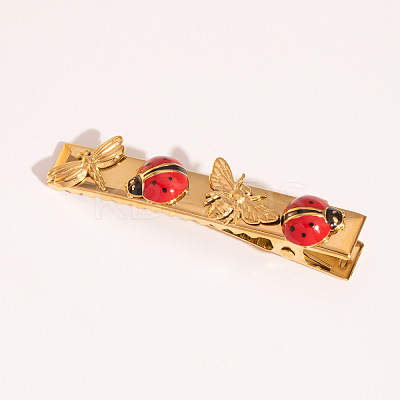 Ladybug 304 Stainless Steel Enamel Alligator Hair Clips & Stud Earring Sets for Women ZG3114-1-1