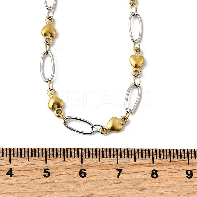 304 Stainless Steel Heart Link Chain Necklaces for Women NJEW-A046-02B-GP-1