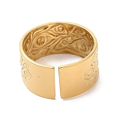 Ion Plating(IP) 304 Stainless Steel Eye Open Cuff Ring for Women RJEW-M149-35G-1
