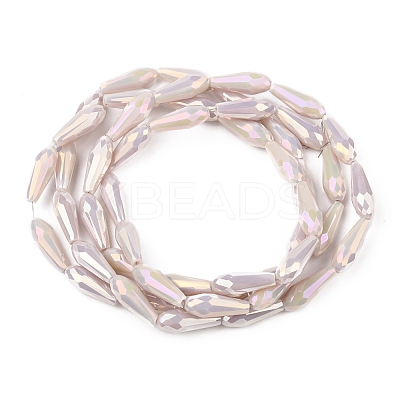 Electroplated Opaque Glass Beads Strands X-EGLA-L015-FR-B16-01-1