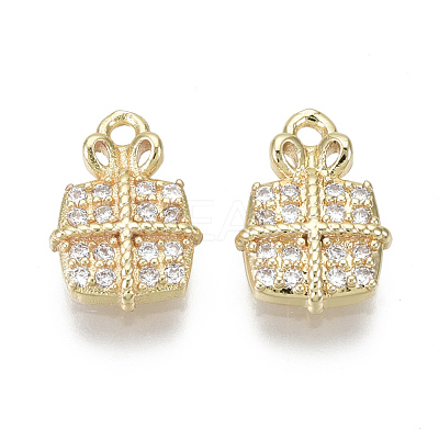 Brass Micro Pave Clear Cubic Zirconia Charms KK-S348-526-NF-1