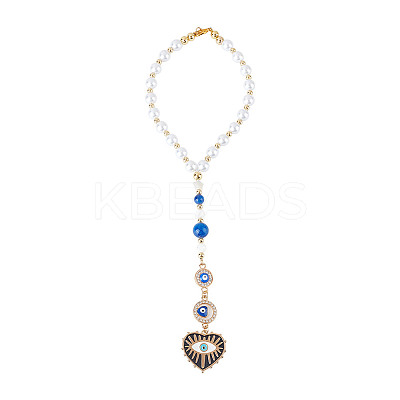 Heart with Evil Eye Alloy Enamel Hanging Ornaments HJEW-DR00016-1