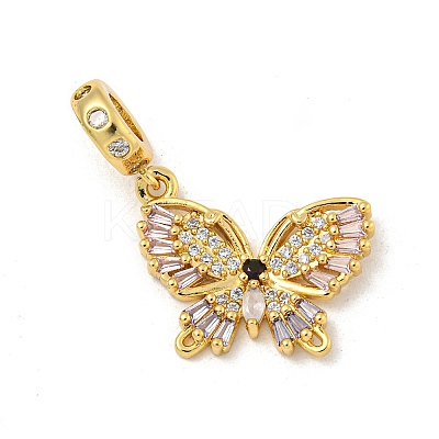 Rack Plating Brass Pave Colorful Cubic Zirconia European Dangle Charms KK-P277-19G-1