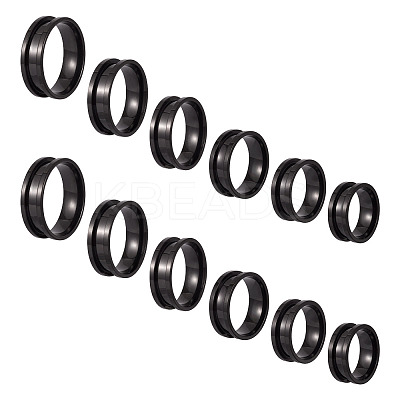 12Pcs 6 Styles 201 Stainless Steel Grooved Finger Ring Settings RJEW-TA0001-04EB-1