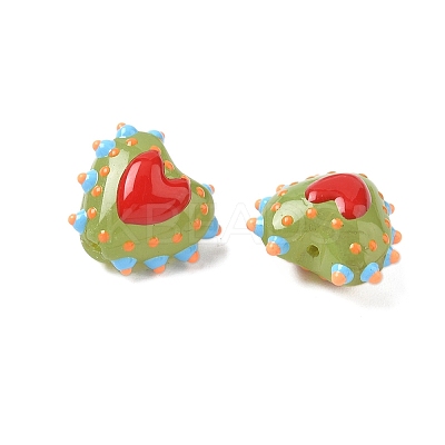 Baking Paint Glass Bumpy Beads Heart LAMP-V001-09C-1