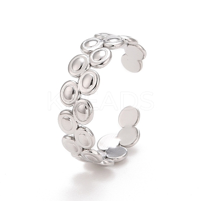Non-Tarnish 304 Stainless Steel Flat Round Wrap Open Cuff Ring for Women RJEW-A005-34P-1
