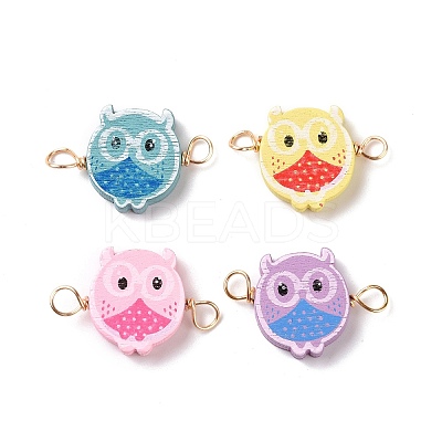 Spray Painted Wood Connector Charms PALLOY-JF01427-07-1