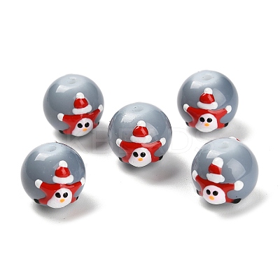 Christmas Theme Baking Paint Glass Beads LAMP-I028-03A-1