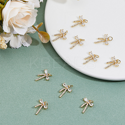 10Pcs Rack Plating Brass Micro Pave Clear Cubic Zirconia Pendants KK-DC0004-35-1