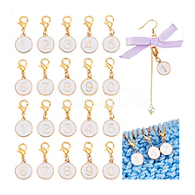 20Pcs 10 Styles Alloy Enamel Pendant Locking Stitch Markers HJEW-PH02070-1