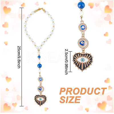 Heart with Evil Eye Alloy Enamel Hanging Ornaments HJEW-DR00016-1