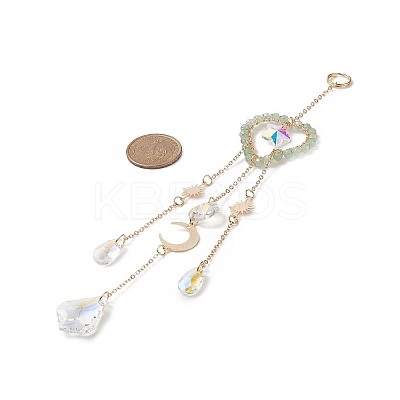 Glass Teardrop & Star Window Hanging Suncatchers HJEW-JM00905-04-1
