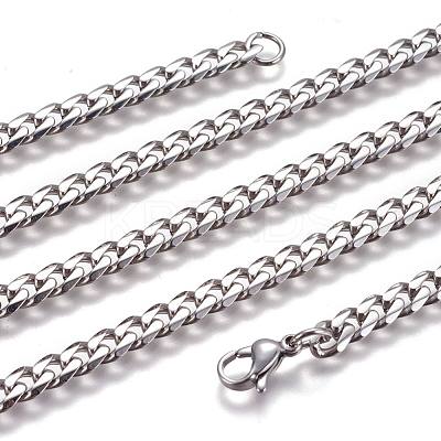 Non-Tarnish 304 Stainless Steel Cuban Link Chain Necklaces NJEW-L159-02B-P-1