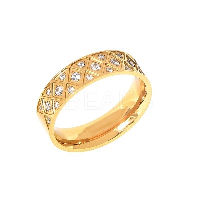 304 Stainless Steel with Clear Cubic Zirconia Finger Rings FS-WG2FC1C-17-1