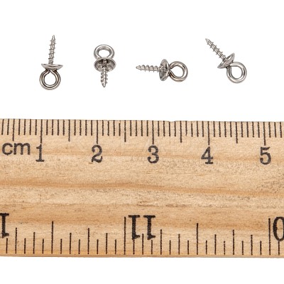 Non-Tarnish 304 Stainless Steel Screw Eye Pin Peg Bails X-STAS-E076-05-1