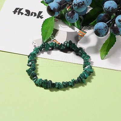 Natural Malachite Chip Beads Stretch Bracelets X-BJEW-JB05765-04-1