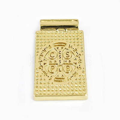 Rack Plating Religion Brass Pave Shell Rectangle Pendants KK-K345-14G-01-1