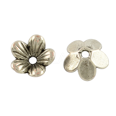 Tibetan Style Flower Alloy Bead Caps X-TIBEP-S192-AS-RS-1