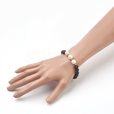 Natural Lava Rock Beads Stretch Bracelets BJEW-JB03880-01-1