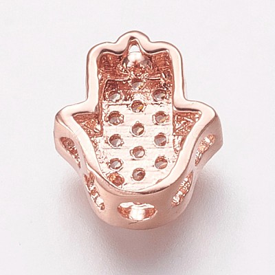 Brass Cubic Zirconia Beads KK-P134-05RG-1