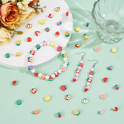 300Pcs 15 Style Handmade Polymer Clay Beads Accessories CLAY-GO0001-01-1