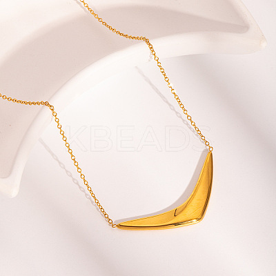 304 Stainless Steel V Shaped Pendant Necklaces for Women NJEW-Z086-01G-1