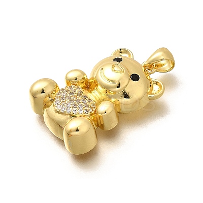 Rack Plating Brass Micro Pave Cubic Zirconia Pendants KK-L226-006G-04-1