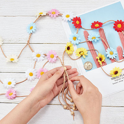 Cloth Sunflower Hippie Headband Floral Crown OHAR-WH0011-12B-1