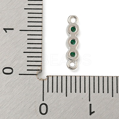 Brass Pave Cubic Zirconia Three Flat Round Links Connector Charms KK-P277-52B-A-1