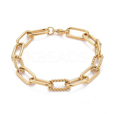 304 Stainless Steel Paperclip Chain Bracelets X-BJEW-F412-02G-1