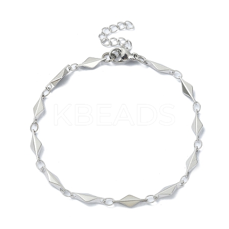 Non-Tarnish 304 Stainless Steel Rhombus Link Chain Bracelets for Women BJEW-D023-02P-1