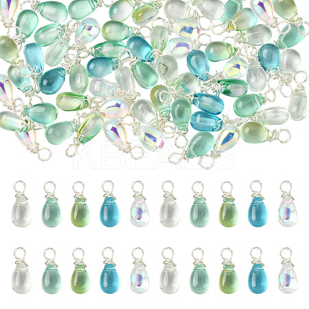 80Pcs 5 Colors Glass Pendants PALLOY-SW00114-1