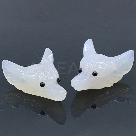 Natural White Agate Carved Healing Wolf Head Figurines PW-WG25599-01-1