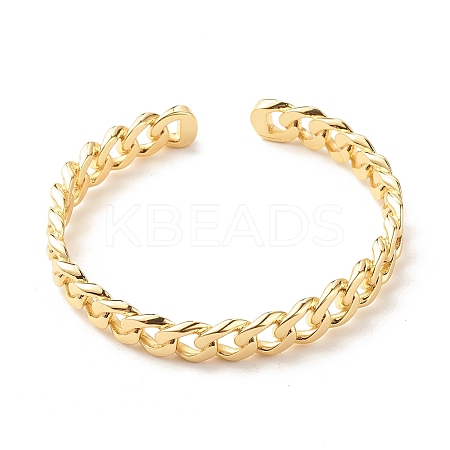 Brass Curb Chain Shape Open Cuff Bangle for Women LS-BJEW-B054-38G-1