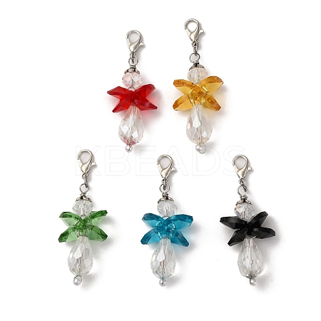 5Pcs Angel Glass Pendant Decorations HJEW-JM03468-S-1