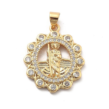Rack Plating Brass with Cubic Zirconia Pendants KK-Q017-06A-G-1
