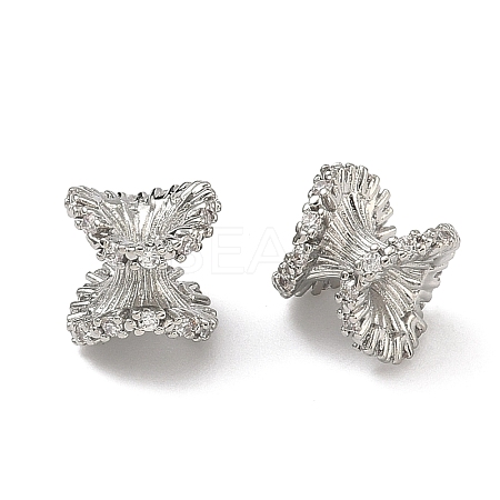 Brass Clear Cubic Zirconia Beads KK-D228-18P-1