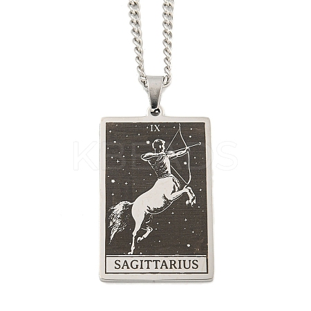 Non-Tarnish 304 Stainless Steel Tarot Pendant Necklaces NJEW-A026-01P-09-1