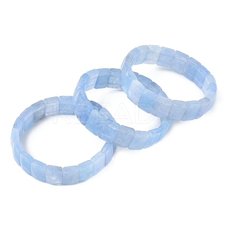Dyed Rectangle Natural Quartz Crystal Beads Stretch Bracelets for Women Men BJEW-Z149-01J-1