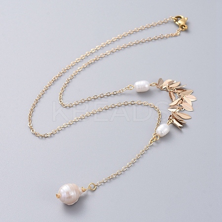 Single Pearl Pendant Necklaces NJEW-JN02710-02-1