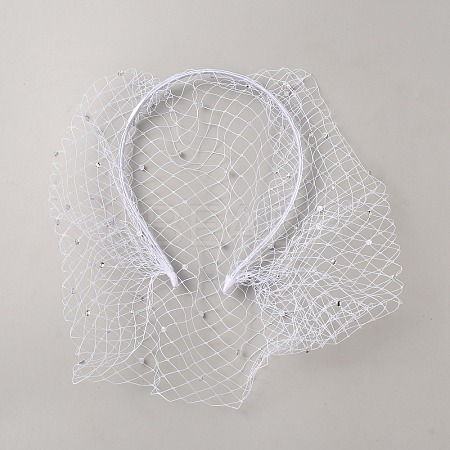 Bridal Rhinestone Mesh Veil Cloth Hair Bands DIY-WH0430-744A-1