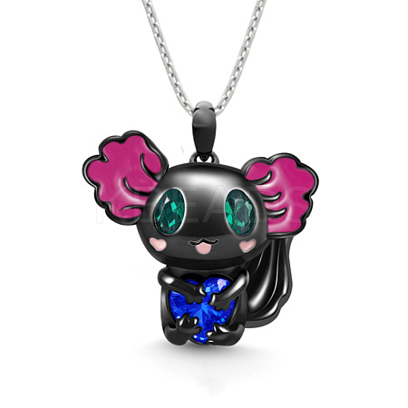 Alloy Deep Pink Enamel Animal Axolotl Pendant Necklaces for Women FS-WGED7AD-01-1