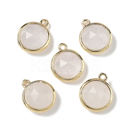 Natural Quartz Crystal Faceted Flat Round Charms G-U028-03G-05-1