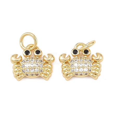 Brass Micro Pave Clear Cubic Zirconia Charms KK-G544-02G-02-1