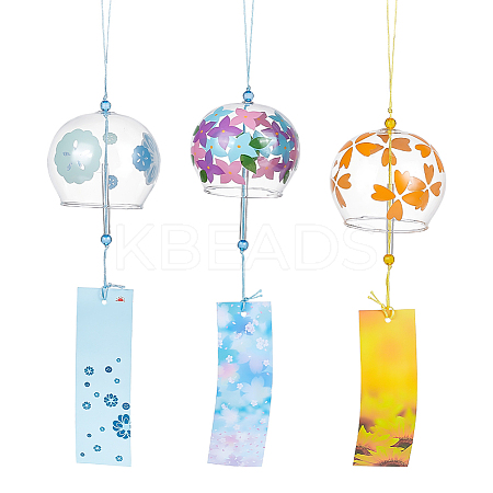 BENECREAT 3Pcs 3 Style Glass Wind Chimes DJEW-BC0001-15-1