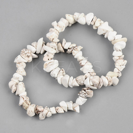 Unisex Chip Natural Magnesite Beaded Stretch Bracelets BJEW-S143-41-1
