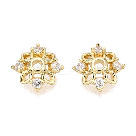 Brass Micro Pave Clear Cubic Zirconia Bead Caps KK-Q071-10G-02-1