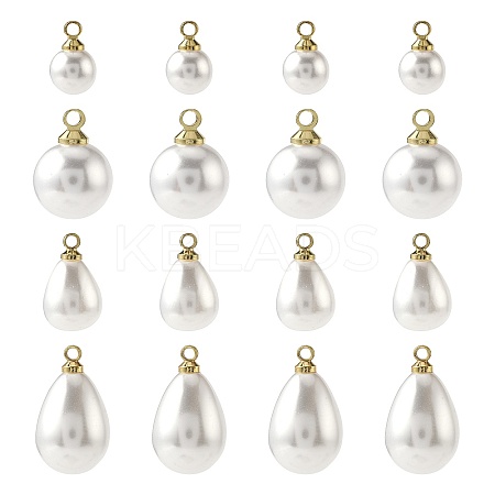 24Pcs 4 Styles ABS Plastic Imitation Pearl Charms KK-FS0001-79-1